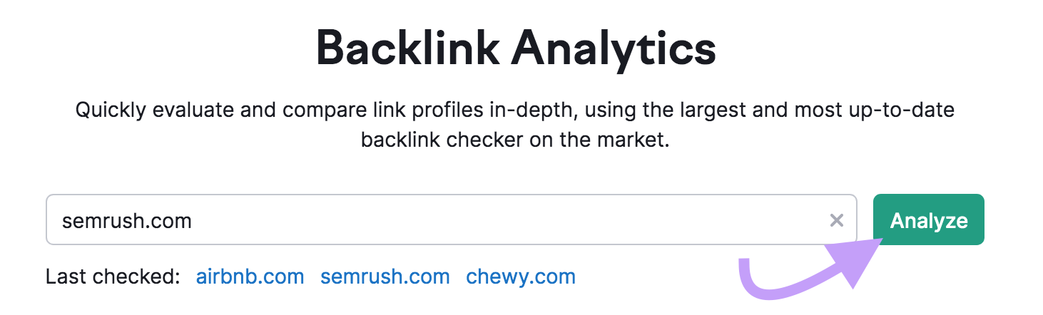 "sr01.buyamztools.com" domain entered into the Backlinks tool search bar