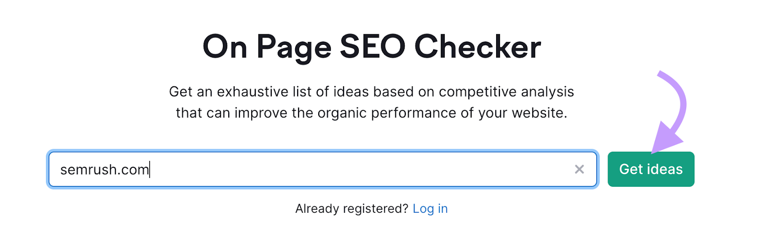 "sr01.buyamztools.com" domain entered into the On Page SEO Checker search bar
